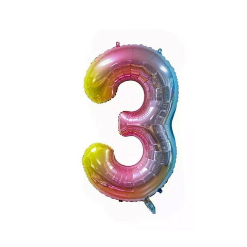 40 Inch Foil Number Balloon, 100cm Super Large - Rainbow 3