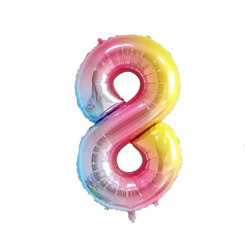 40 Inch Foil Number Balloon, 100cm Super Large - Rainbow 8