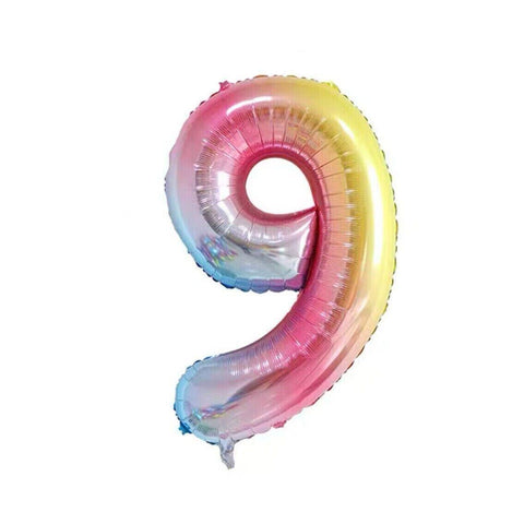 40 Inch Foil Number Balloon, 100cm Super Large - Rainbow 9
