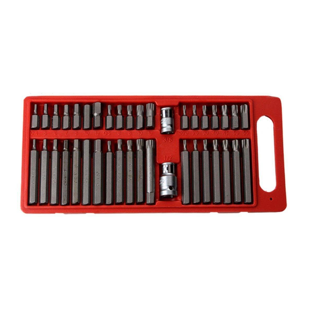 40 Piece Torx Hex and Spline Socket Bit Set 3/8 and 1/2 Drive, Long and Deep - Silver - view 2