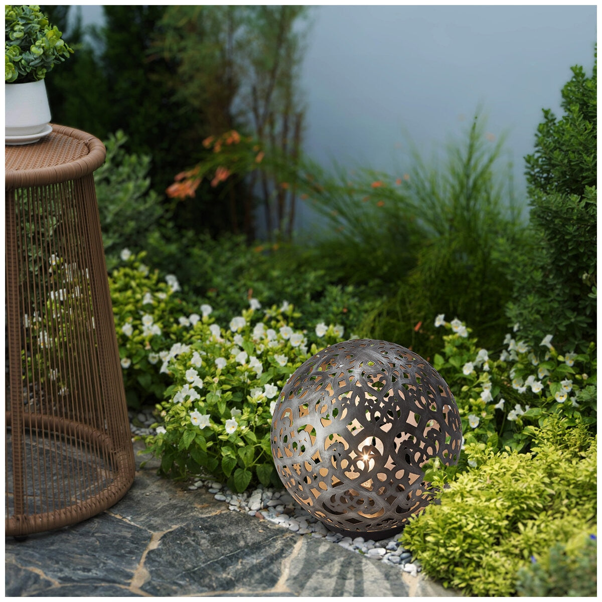 Aurora Lighting Solar Decor Ball 27.9cm, 50 Lumens, Metal, Rechargeable Batteries - SuperSaverAU - view 4