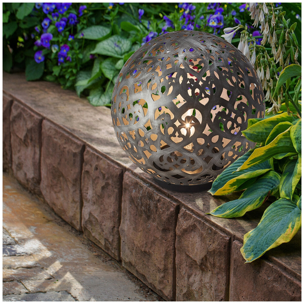 Aurora Lighting Solar Decor Ball 27.9cm, 50 Lumens, Metal, Rechargeable Batteries - SuperSaverAU - view 5