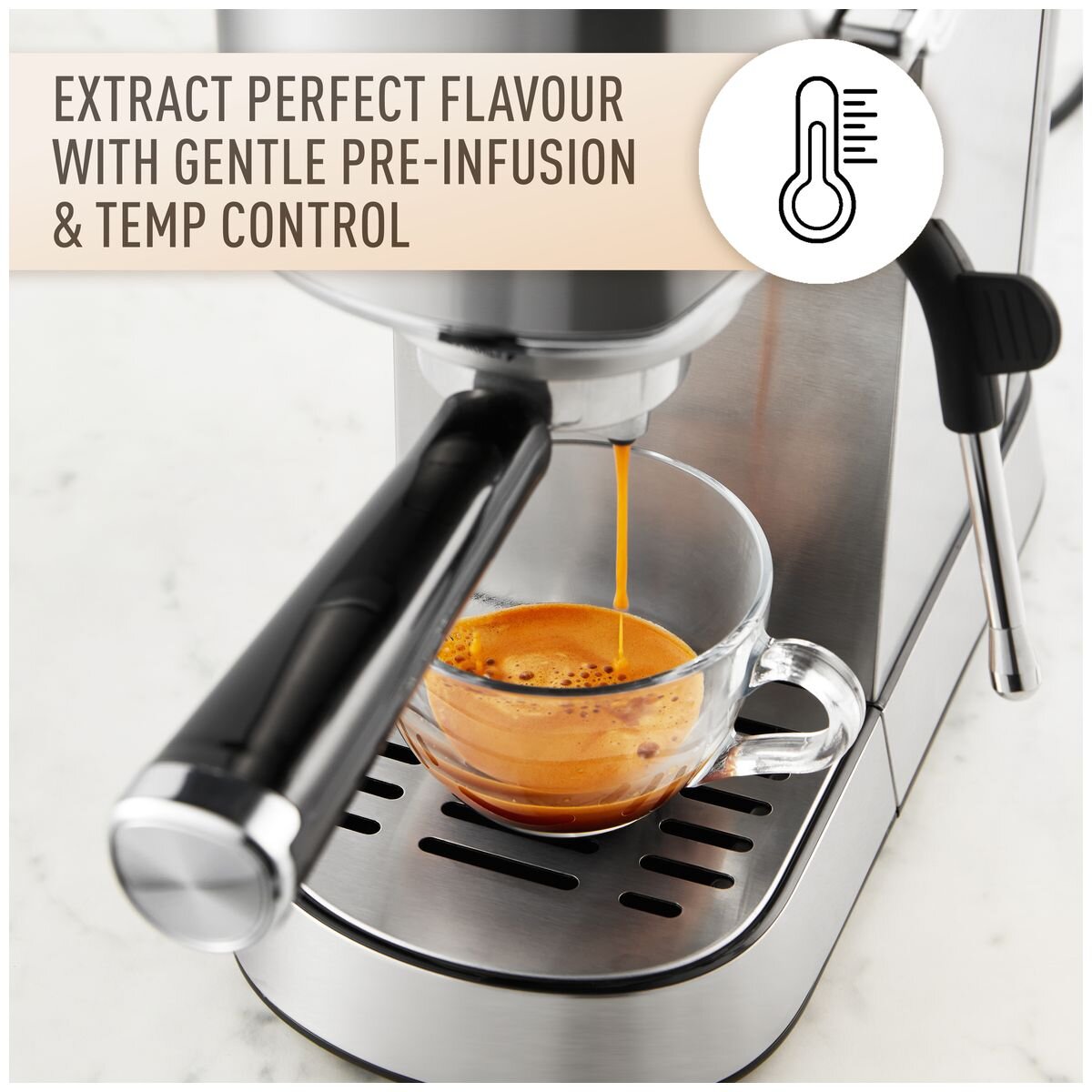 Sunbeam Compact Barista espresso machine 1L - Stainless steel, thermoblock heating, 15 bar pump - EMM2900SS