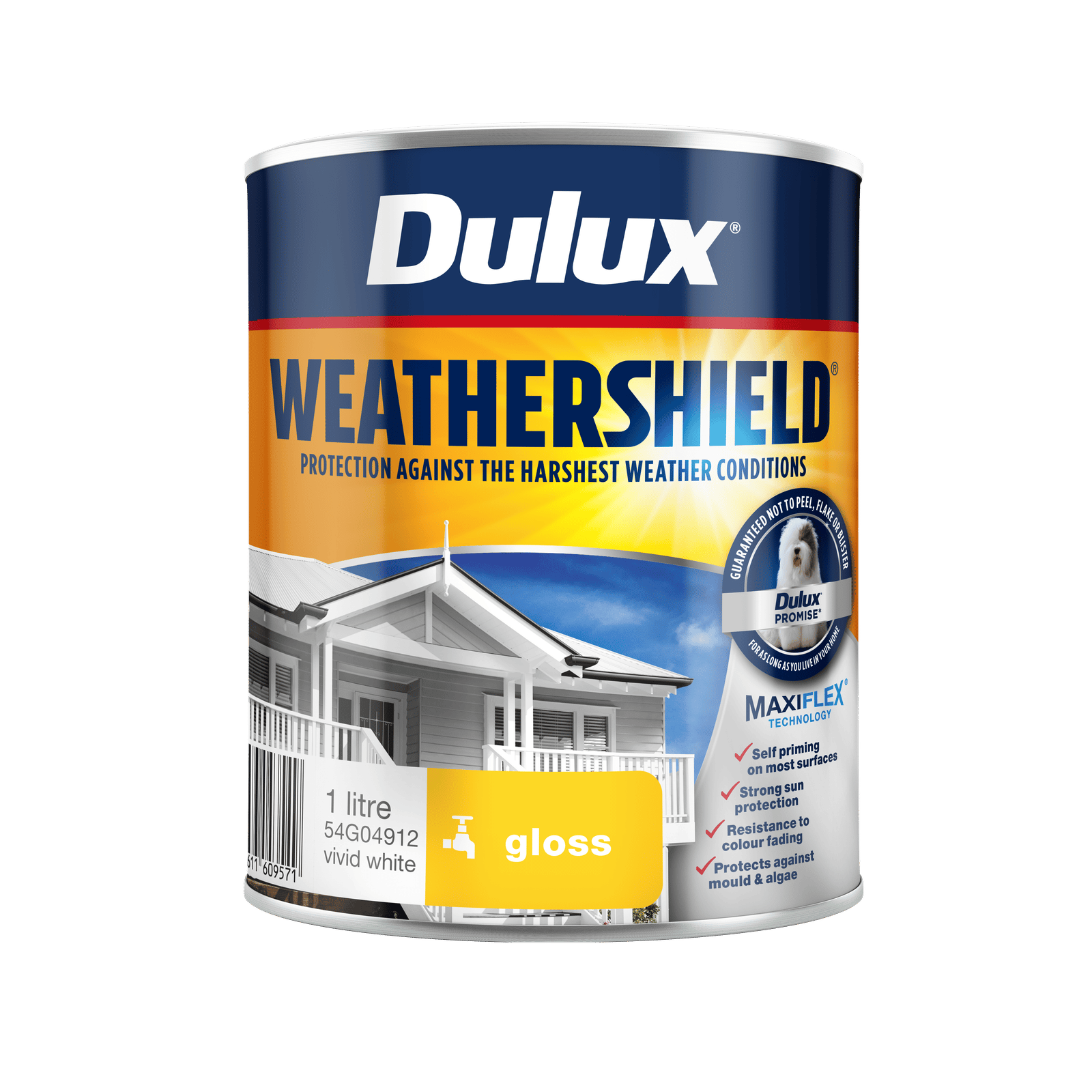 Dulux Weathershield 1L Vivid White Gloss Exterior Paint - UV Resistant