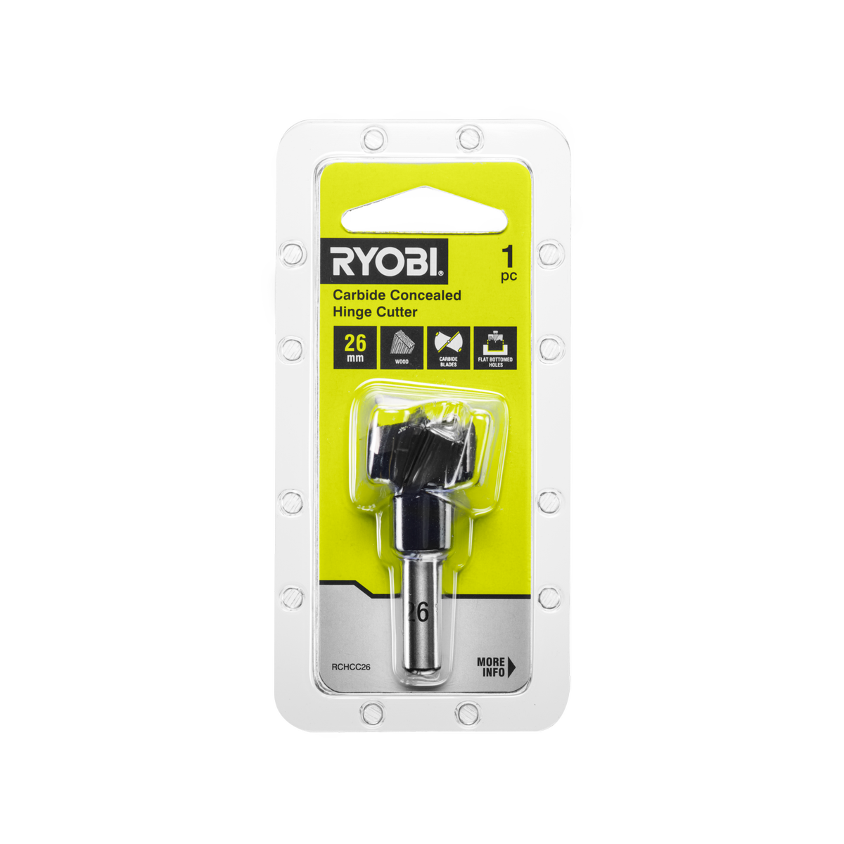 Ryobi 26mm Carbide Concealed Hinge Cutter - Precise Flat-Bottomed Holes - SuperSaverAU - view 1
