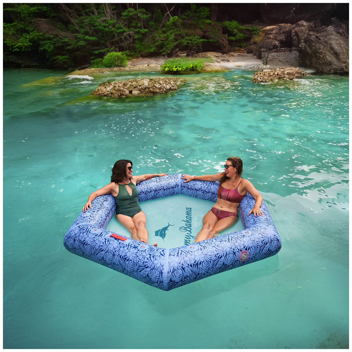 Tommy Bahama Inflatable Water Hammock 2.44M for 4 Adults, Palm Indigo - SuperSaverAU - view 10