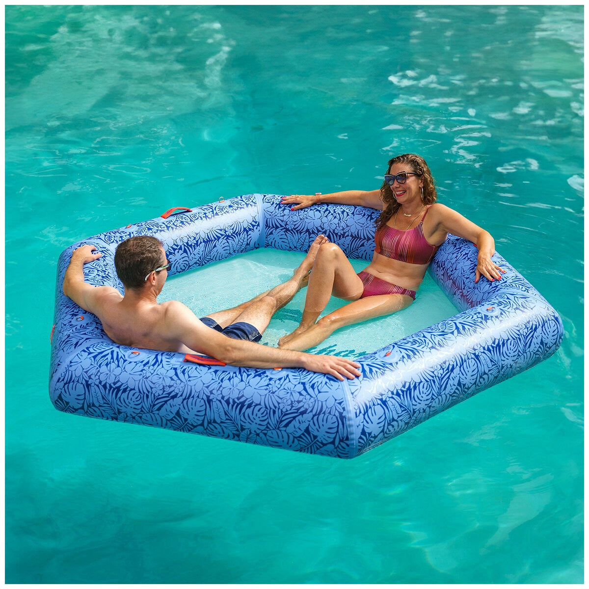Tommy Bahama Inflatable Water Hammock 2.44M for 4 Adults, Palm Indigo - SuperSaverAU - view 9