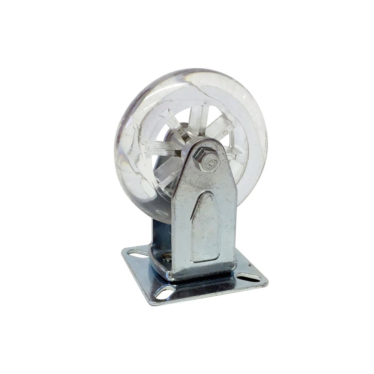 Easyroll 75mm Transparent Fixed Plate Castor Polyurethane 70kg Capacity - SuperSaverAU - view 1