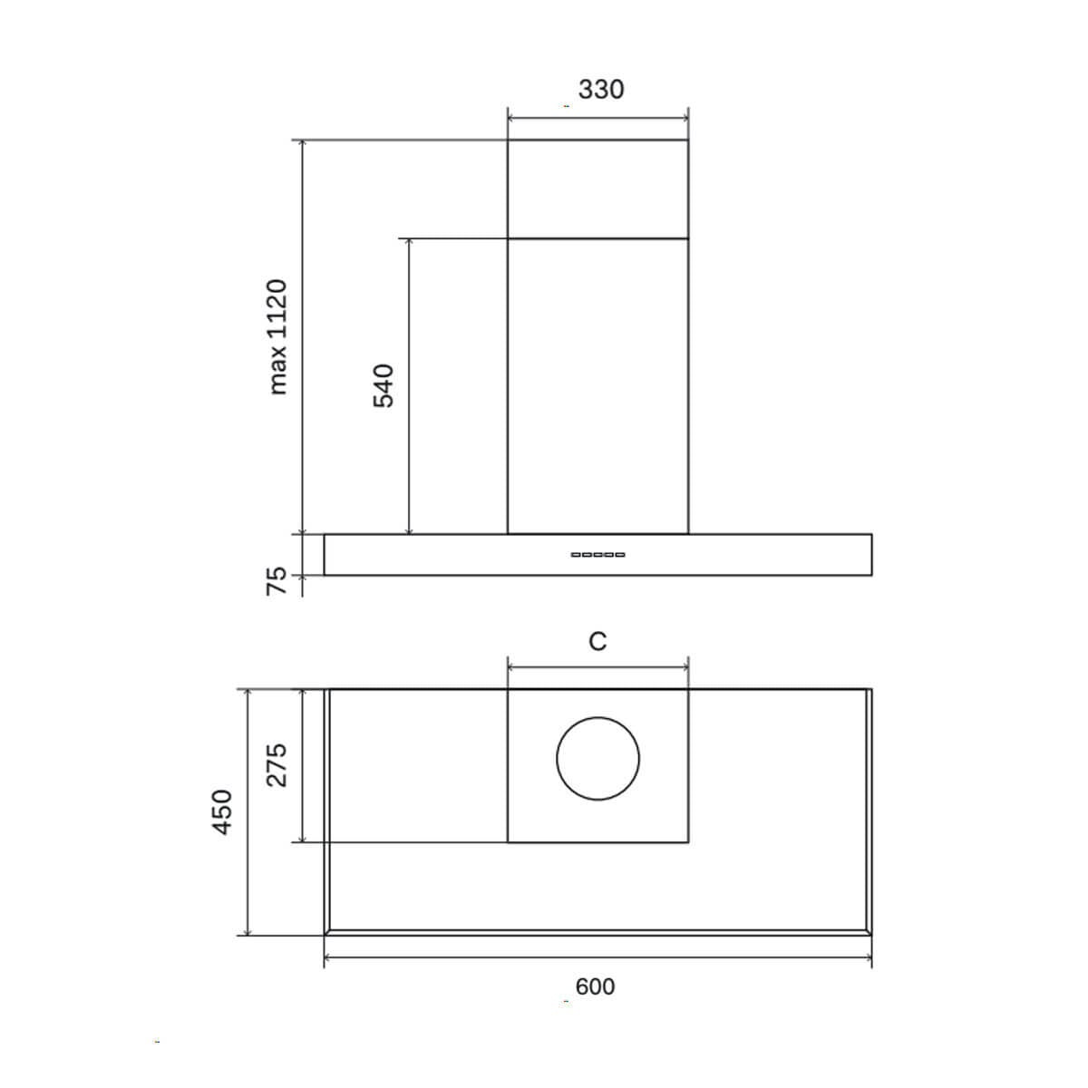 ILVE 60cm wall mounted canopy rangehood - stainless steel, touch and remote control, 4 speeds - AGK60SS