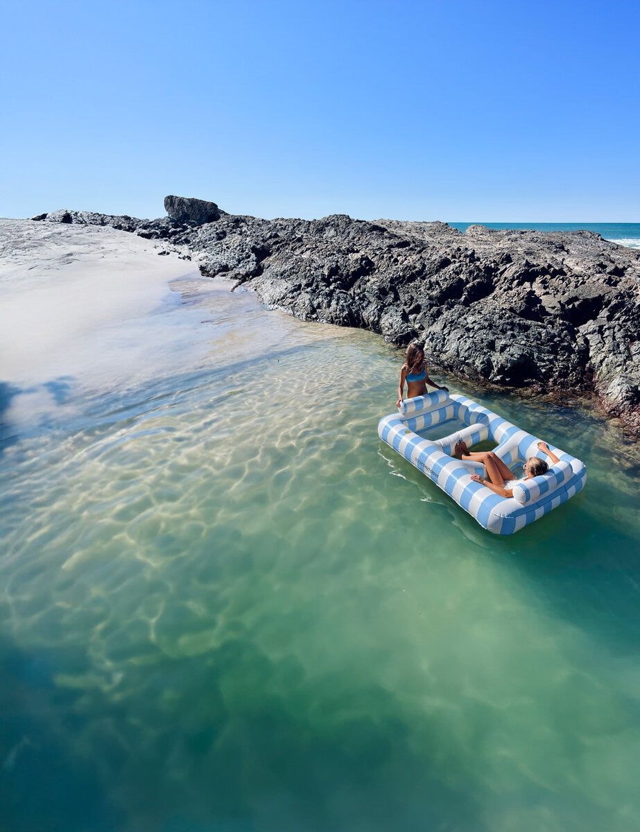 Coconut Grove Luxe Twin Hammock Float Blue, 2200mm, PVC, 160kg Max Weight, Cup Holders - SuperSaverAU - view 4