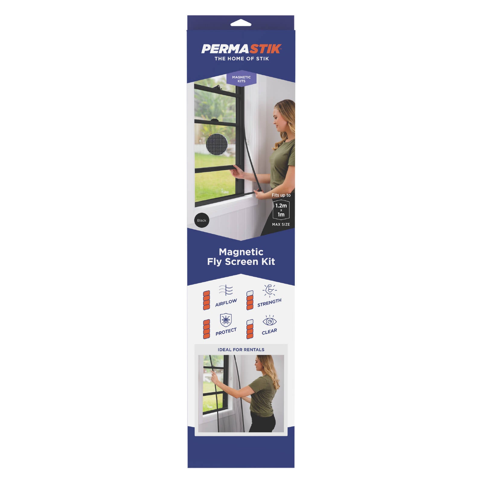 Permastik 1.2 x 1m Black Fibreglass Magnetic Insect Screen Kit