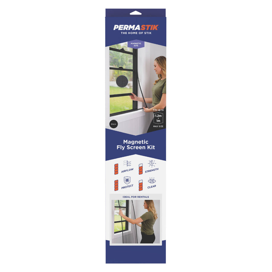 Permastik 1.2 x 1m Black Fibreglass Magnetic Insect Screen Kit