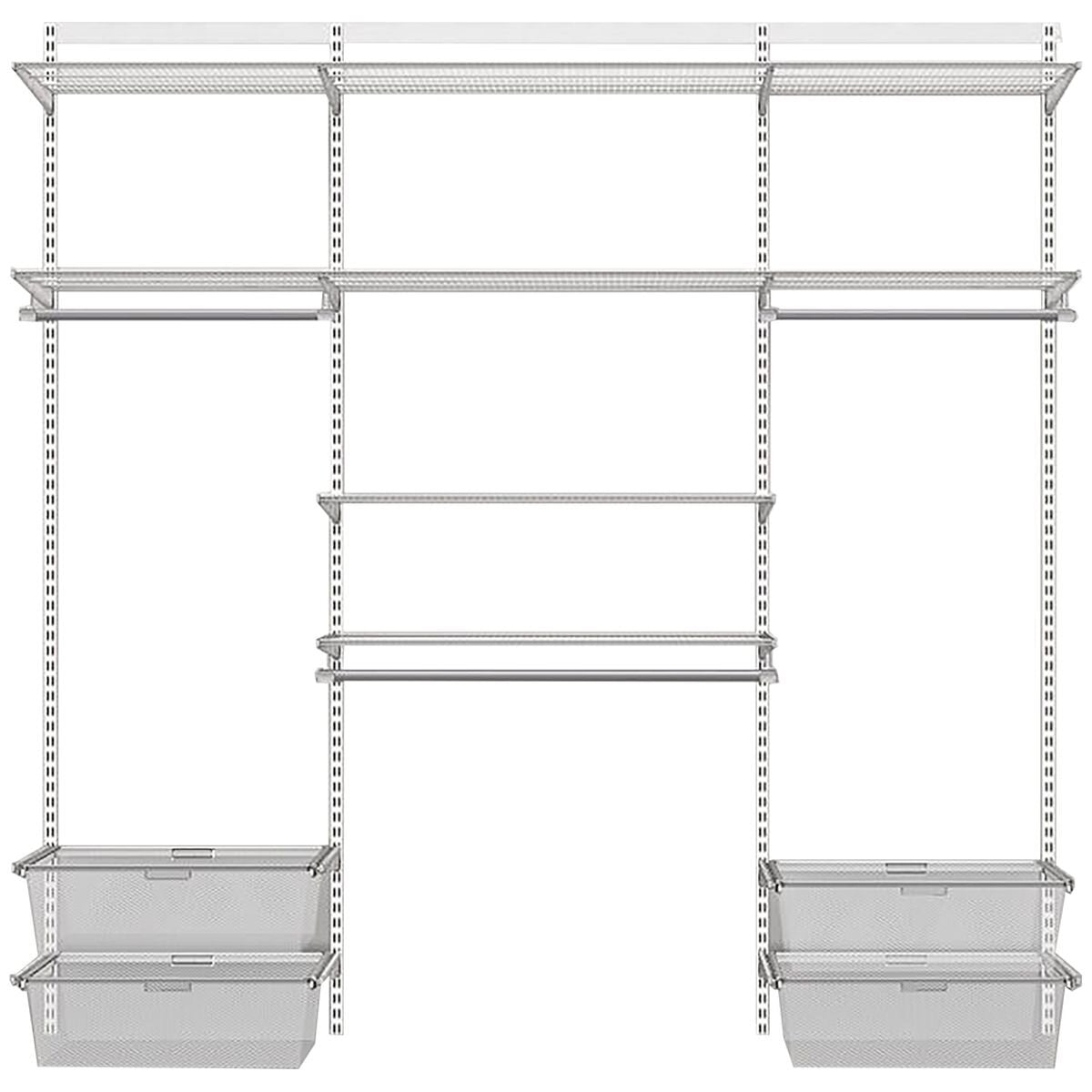 Elfa Advanced 2158mm Wardrobe Pack - White E-Poxy Bonded Steel - 10 Year Warranty - 11997
