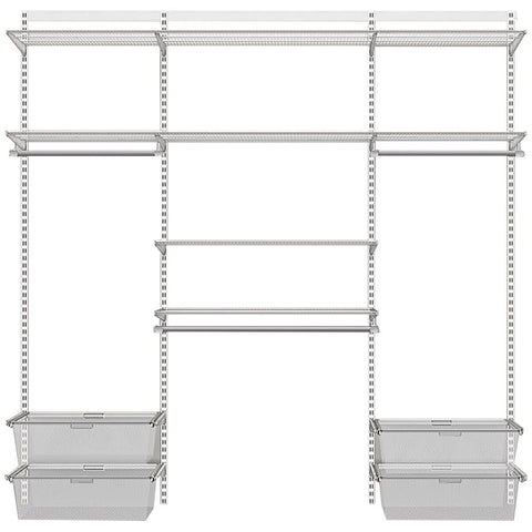 Elfa Advanced 2158mm Wardrobe Pack - White E-Poxy Bonded Steel - 10 Year Warranty - 11997