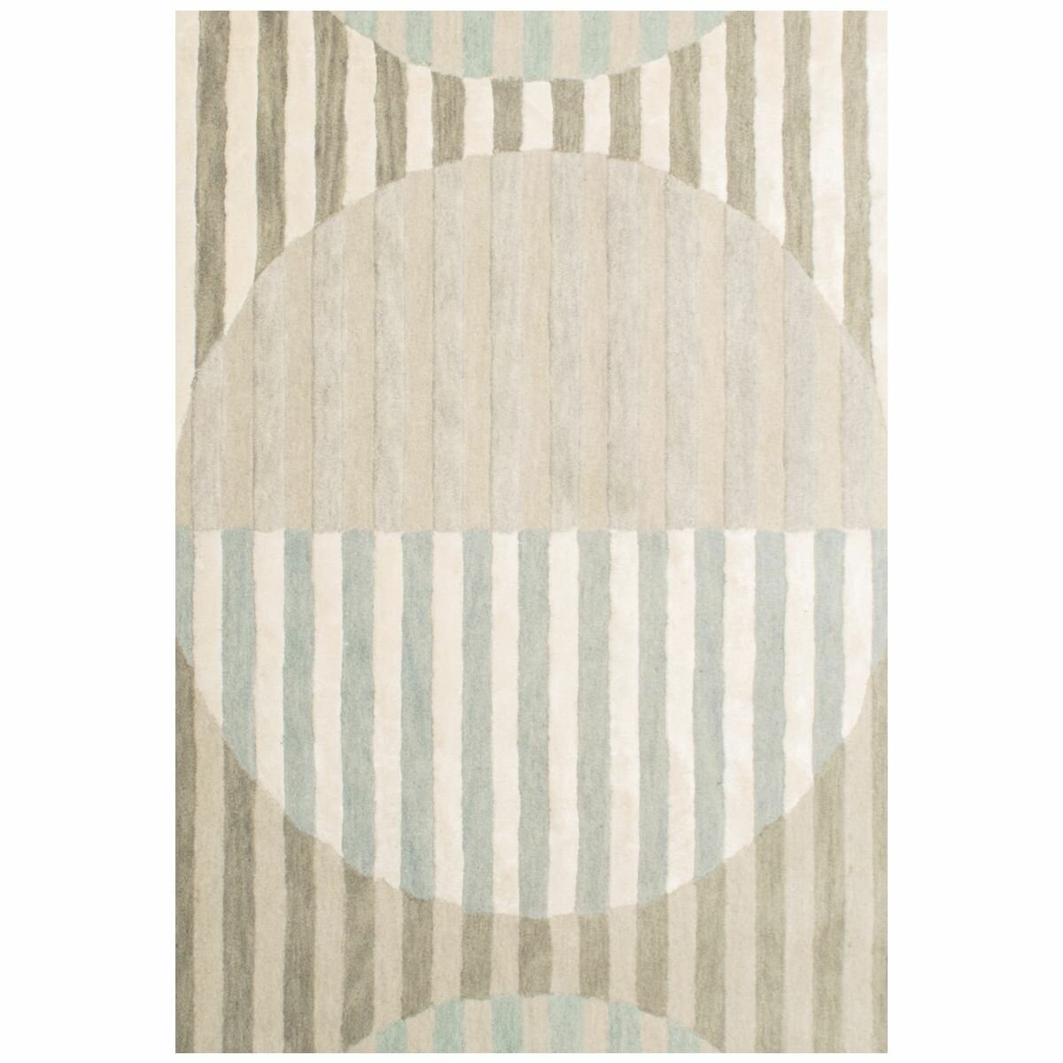 Cadrys Retro Design 1 Ivory Grey Wool and Viscose Rug 160x230cm - Hand Tufted - RETD1IG1