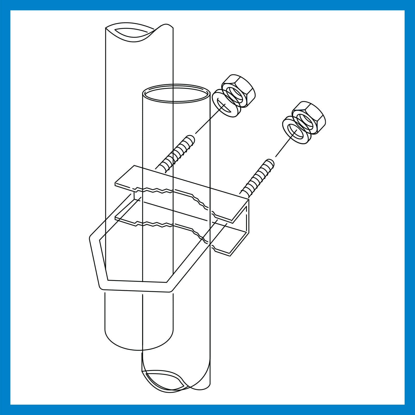 Antsig Antenna Mast U-Bolt Clamp, Galvanised Steel for Outdoor Pole Mounting