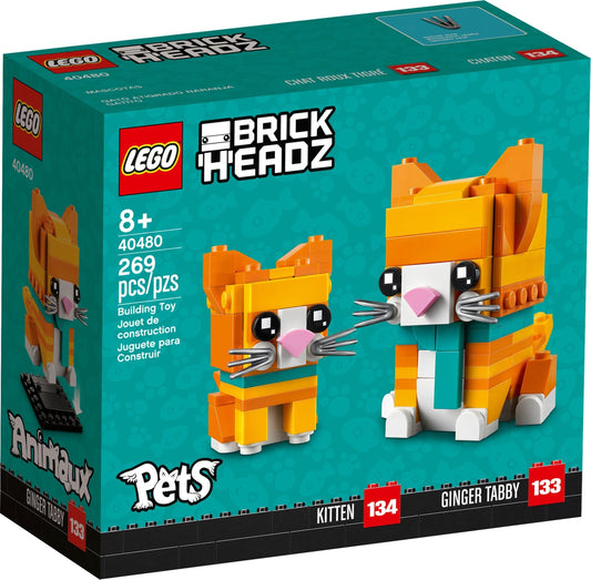 LEGO 40480 Ginger Tabby Cat & Kitten BrickHeadz Set