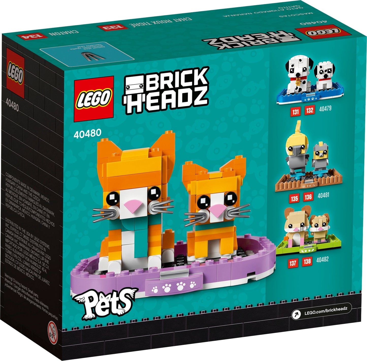 LEGO 40480 Ginger Tabby Cat & Kitten BrickHeadz Set