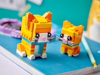 LEGO 40480 Ginger Tabby Cat & Kitten BrickHeadz Set