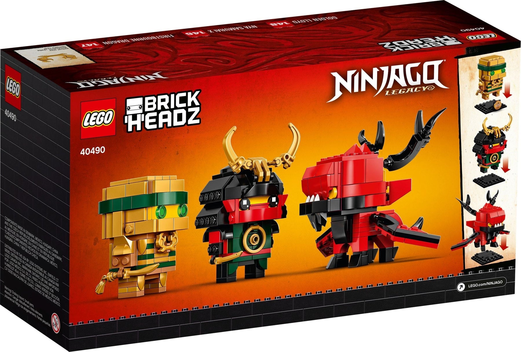 LEGO BRICKHEADZ Ninjago Firstbourne Dragon Nya Samura X Golden Lloyd (40490) - SuperSaverAU - view 2