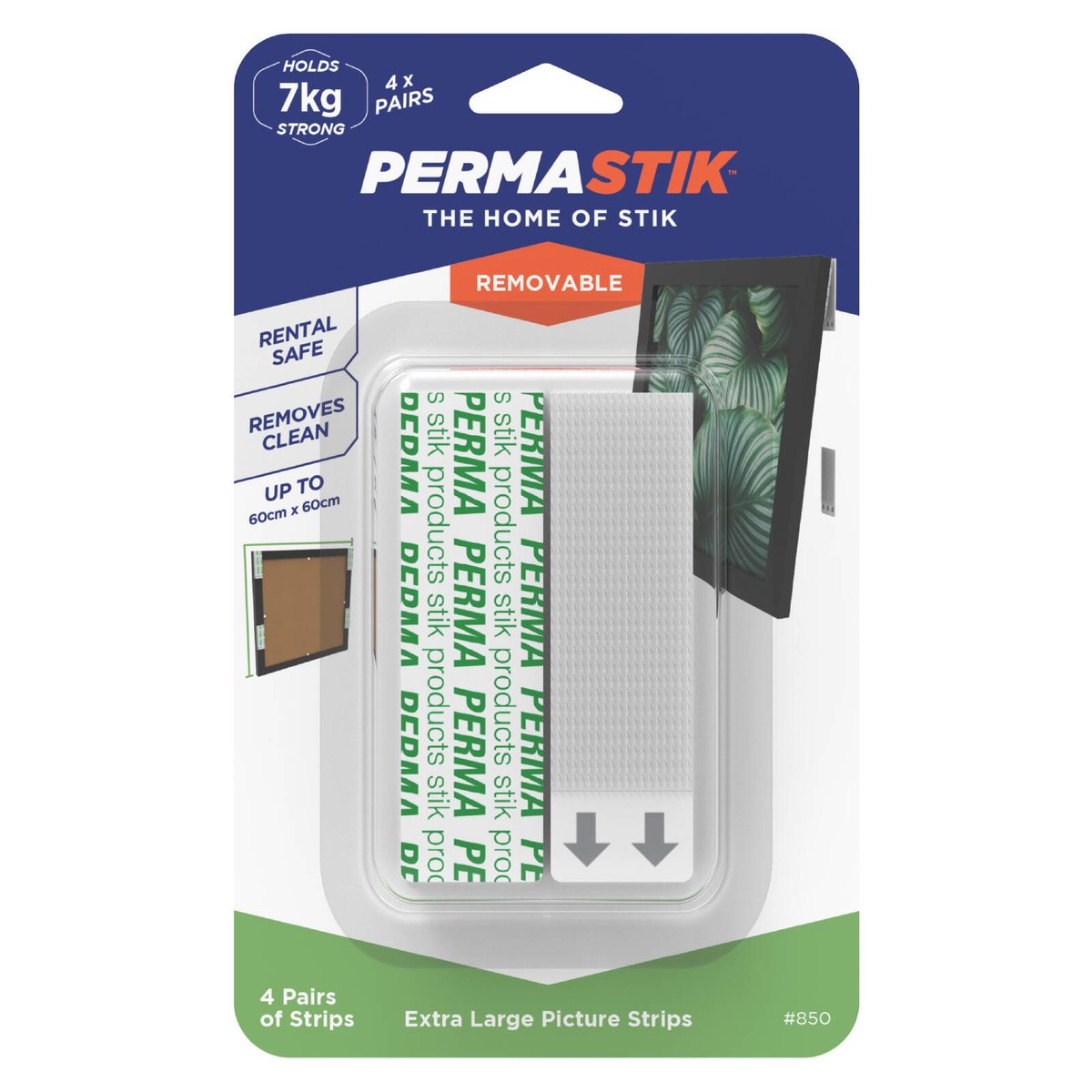 Permastik Extra Large Picture Strips 4 Pairs 7kg Adhesive Easy Hang - SuperSaverAU - view 1