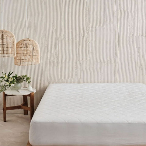 Linen House Kind Cotton Double Mattress Protector - 200gsm Cotton, Machine Washable - 01784F832