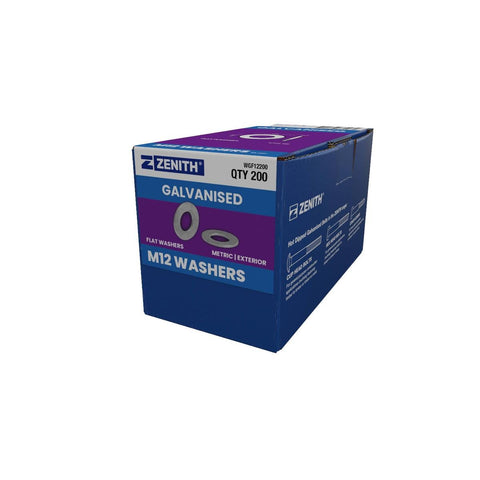 Zenith M12 Hot Dip Galvanised Flat Round Washers 200 Pack 4.6 Steel Durable - SuperSaverAU - view 1