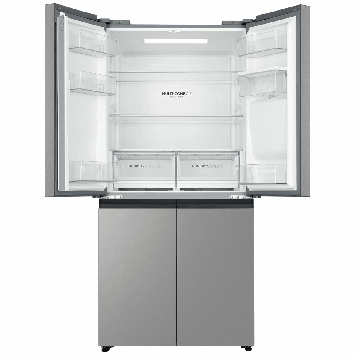 Haier 508L Quad Door Fridge - Satina Silver - Non-Plumbed Water Dispenser - SwitchZone - HRF580YHS