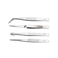 Craftright 4 Piece Tweezers Set - Stainless Steel - Precision Tools - 112mm to 120mm - SuperSaverAU - view 1