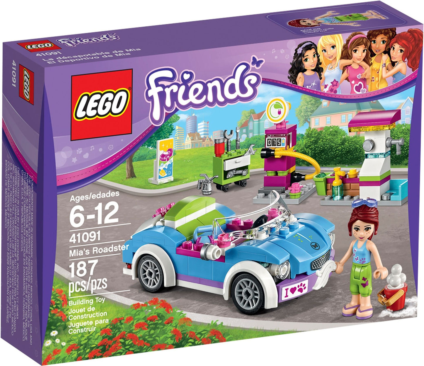 LEGO 41091 Mia's Roadster: Heartlake City Car & Gas Station Playset