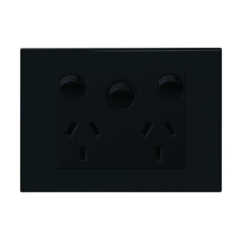 HPM Vivo Double Powerpoint 2 Gang 118mm x 85mm Grey - Extra Switch - Easy Installation - SuperSaverAU - view 1