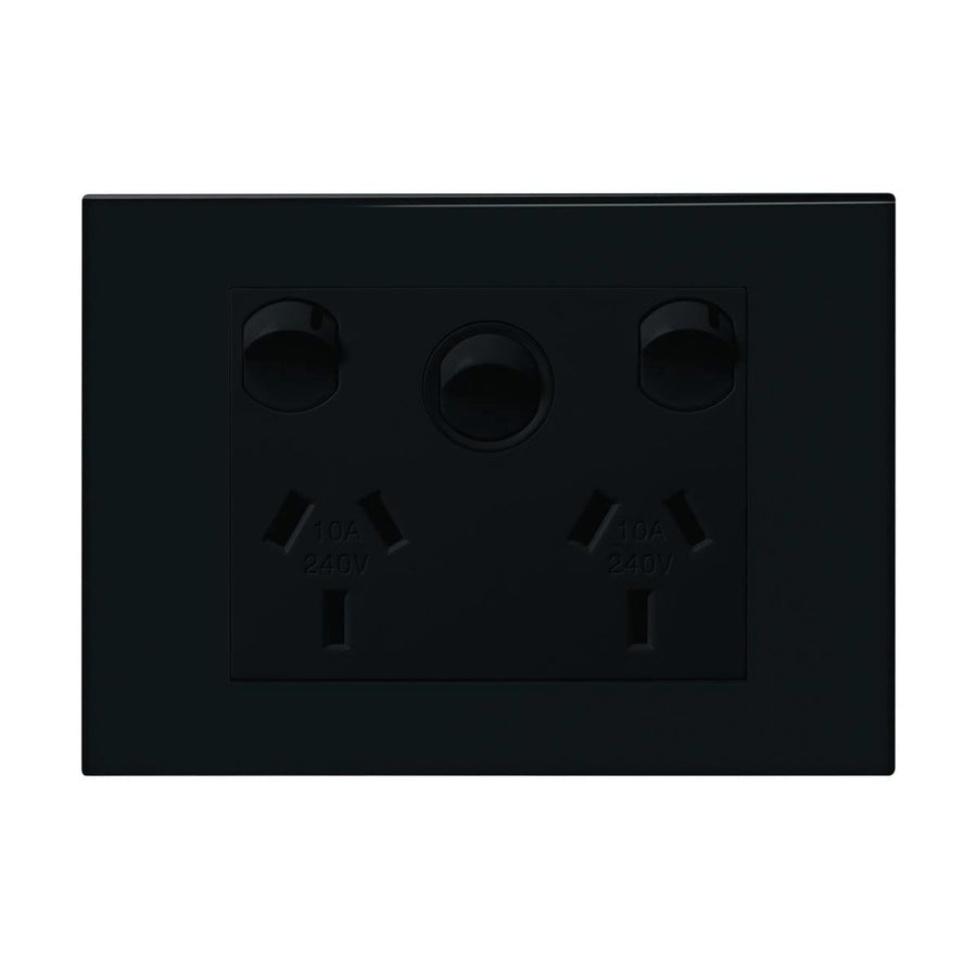 HPM Vivo Double Powerpoint 2 Gang 118mm x 85mm Grey - Extra Switch - Easy Installation - SuperSaverAU - view 1