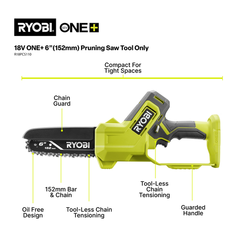 Ryobi 18V ONE+ 6" Pruning Saw - Tool Only R18PCS110