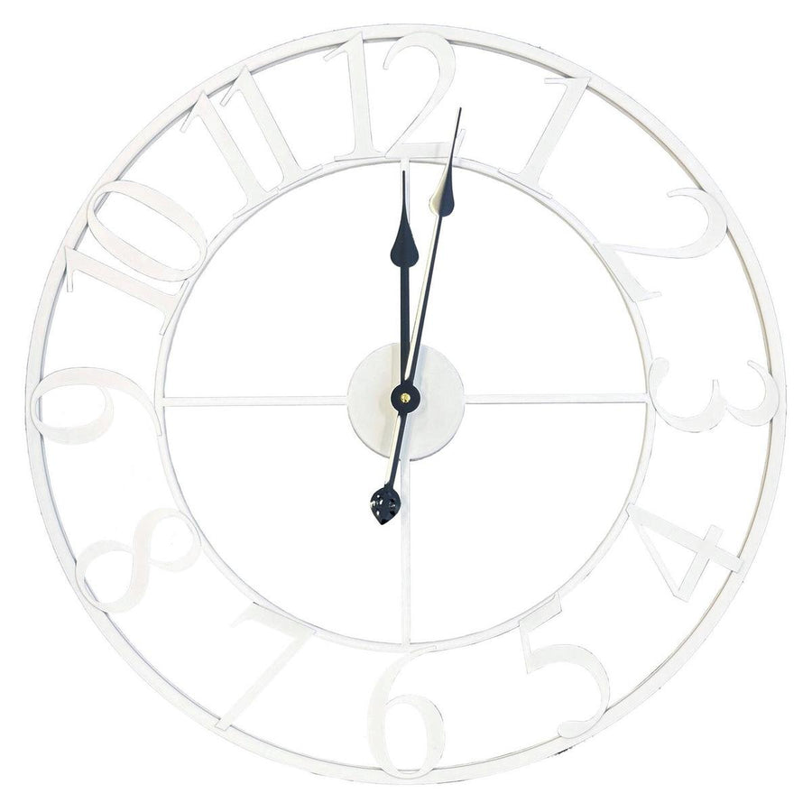 Tempus 60cm Metal Wall Clock - Classic White - Indoor/Outdoor Use - Quartz Movement - SuperSaverAU - view 1