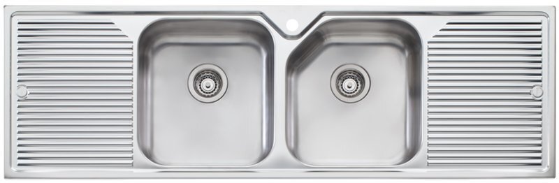 Oliveri Nu-Petite Double Bowl Topmount Sink - Double Drainer - Pre-Cut Tap Hole - NP6531TH