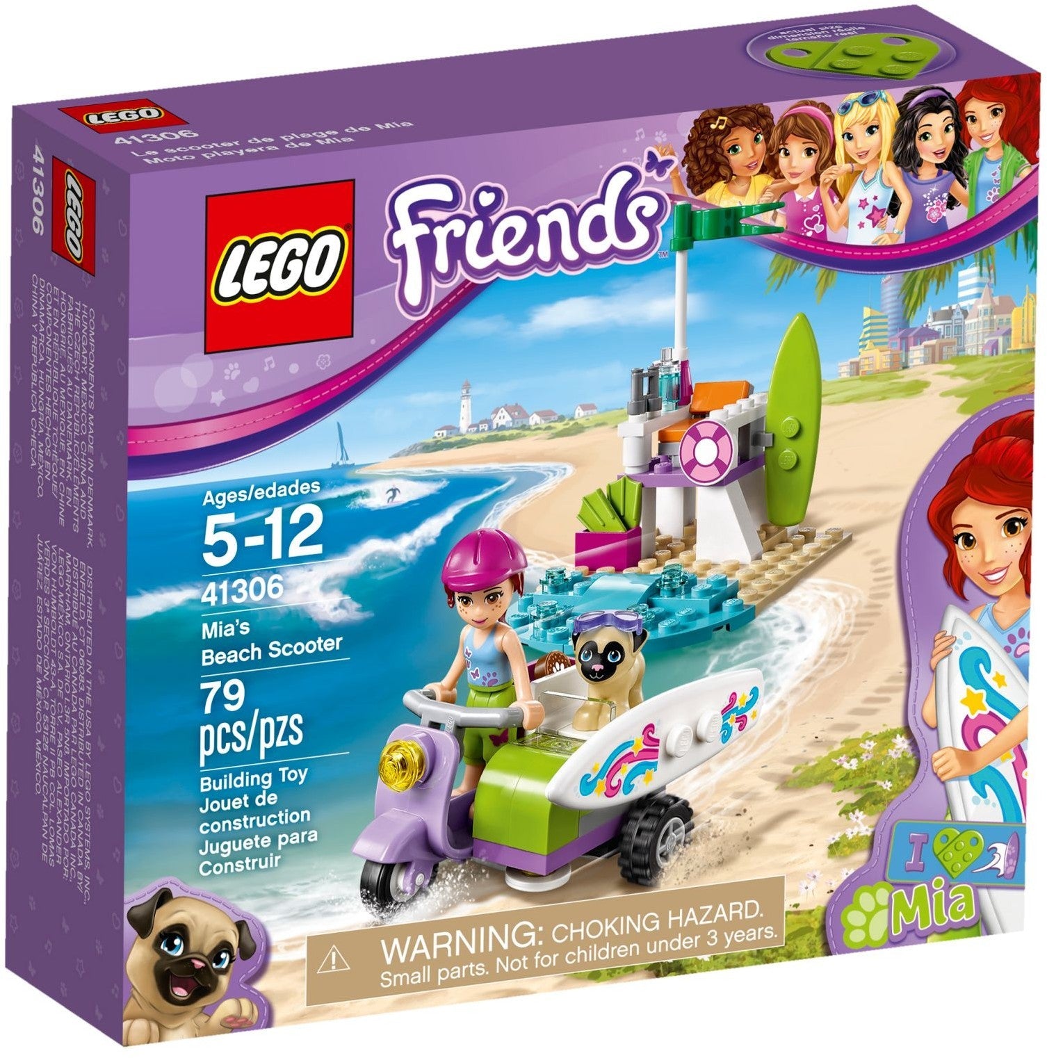LEGO 41306 Mia's Beach Scooter with Sidecar & Pug - SuperSaverAU - view 1