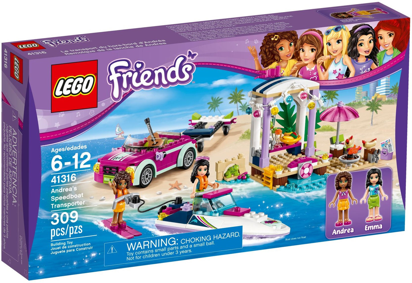 LEGO 41316 Andrea's Speedboat Transporter & Beach Party Playset