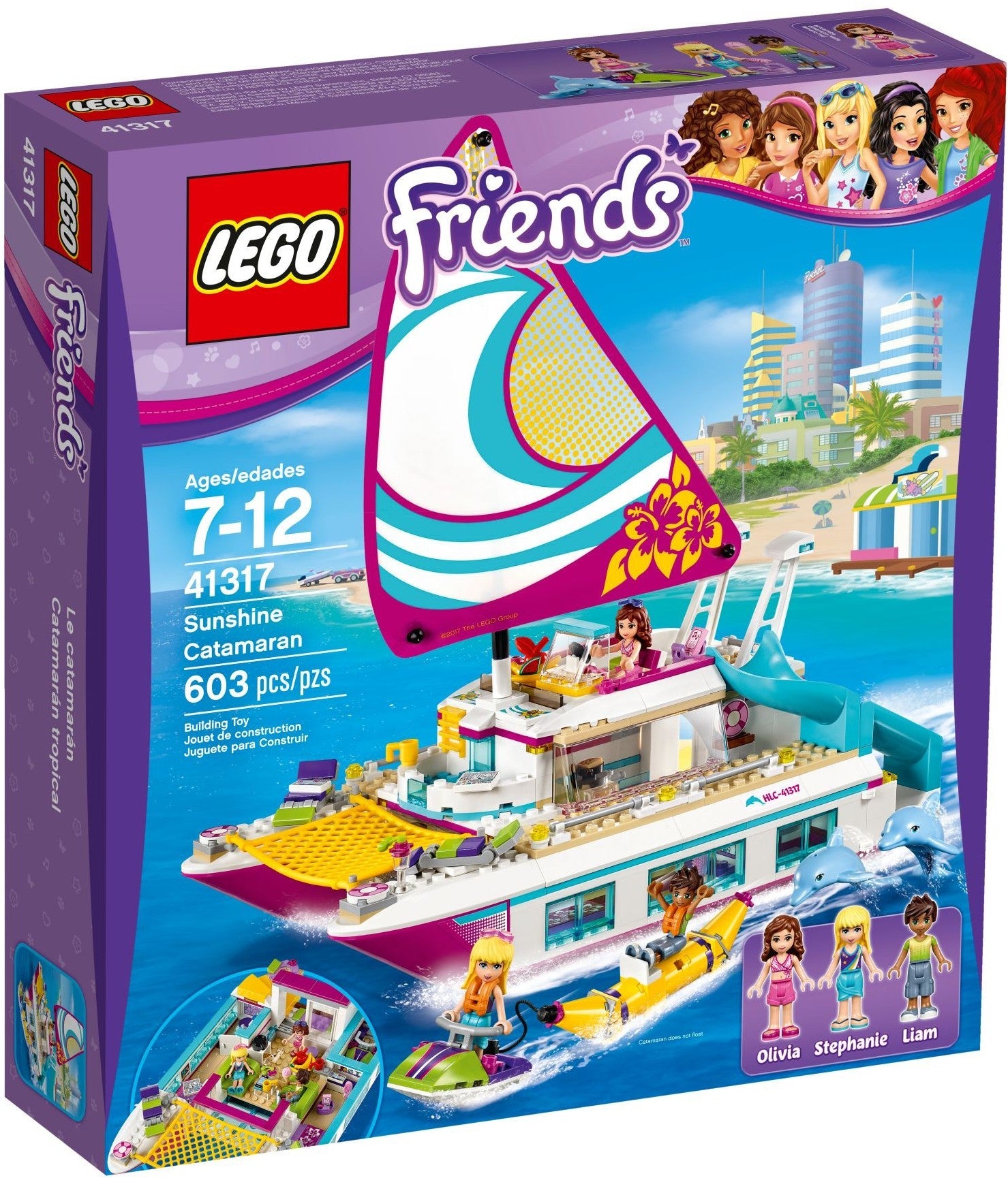 LEGO 41317 Sunshine Catamaran: Cruise Ship Boat with Pool & Dolphins - SuperSaverAU - view 1