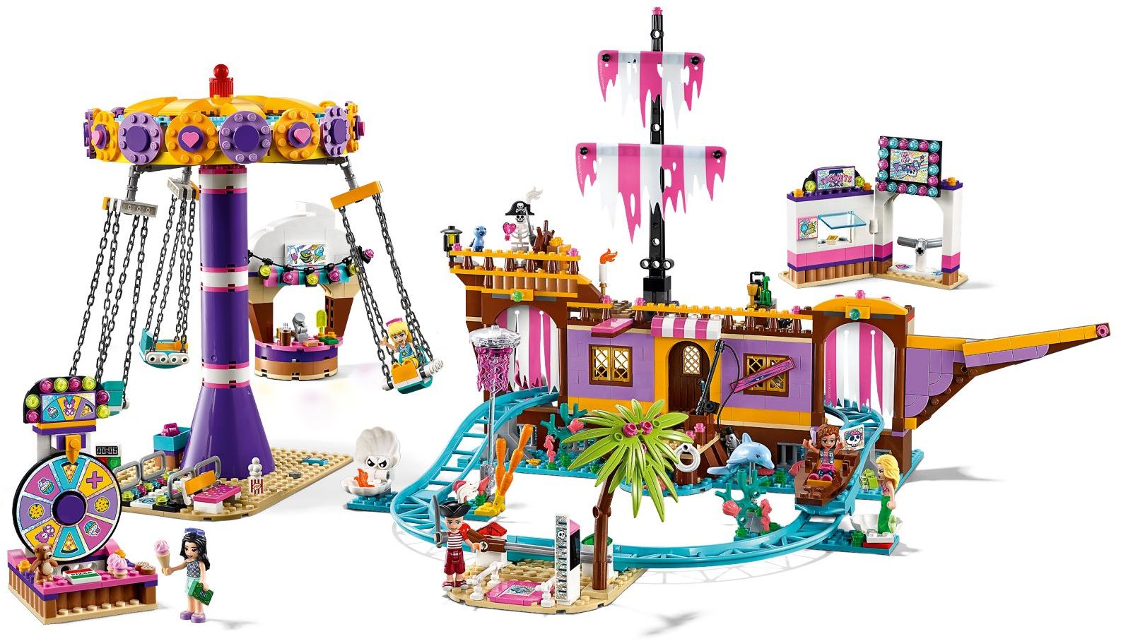 LEGO 41375 Heartlake City Amusement Pier: Thrilling Pirate Ship & Carousel - SuperSaverAU - view 2