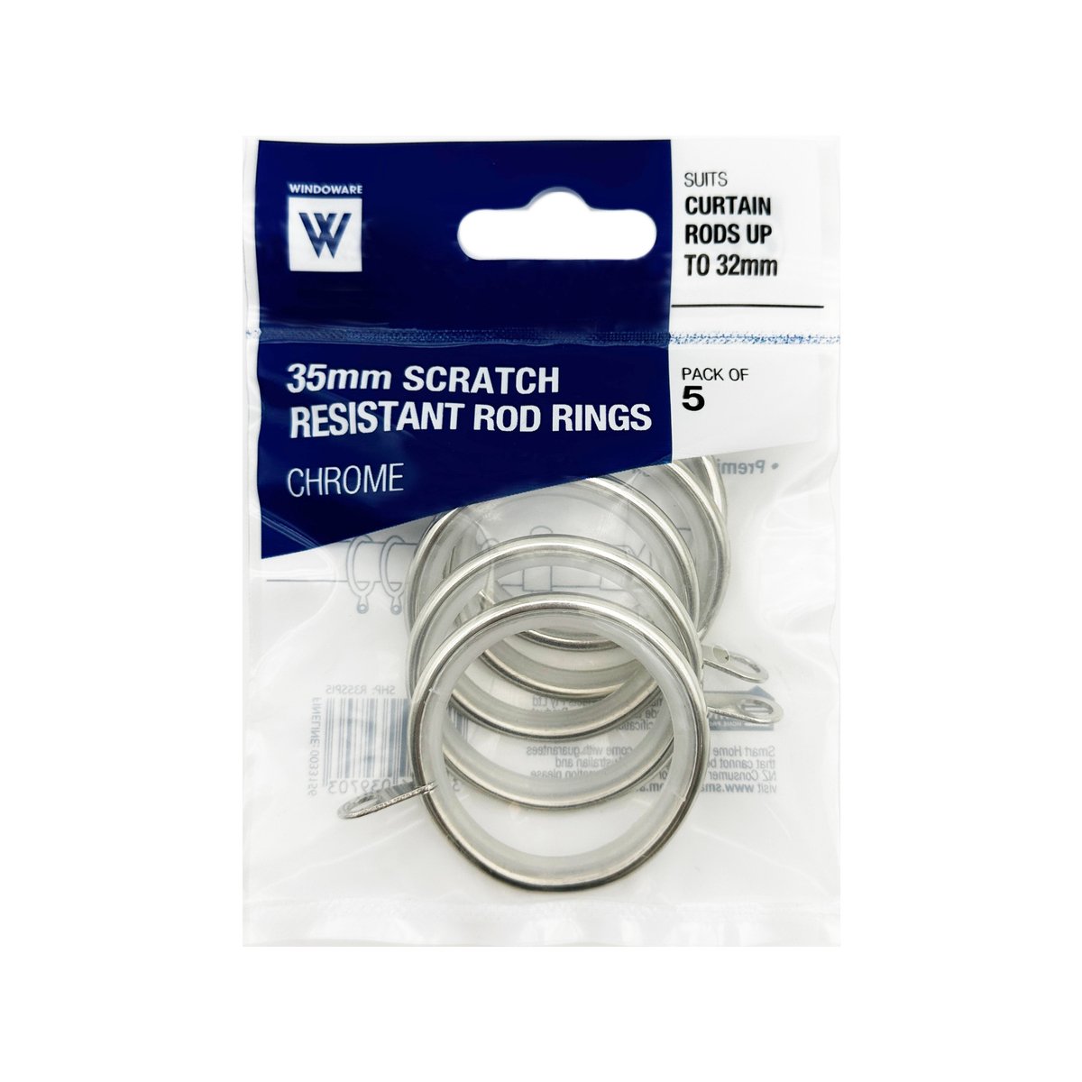 Windoware 35mm Satin Curtain Rod Rings - 5 Pack - Nylon - Non-Scratch - SuperSaverAU - view 4