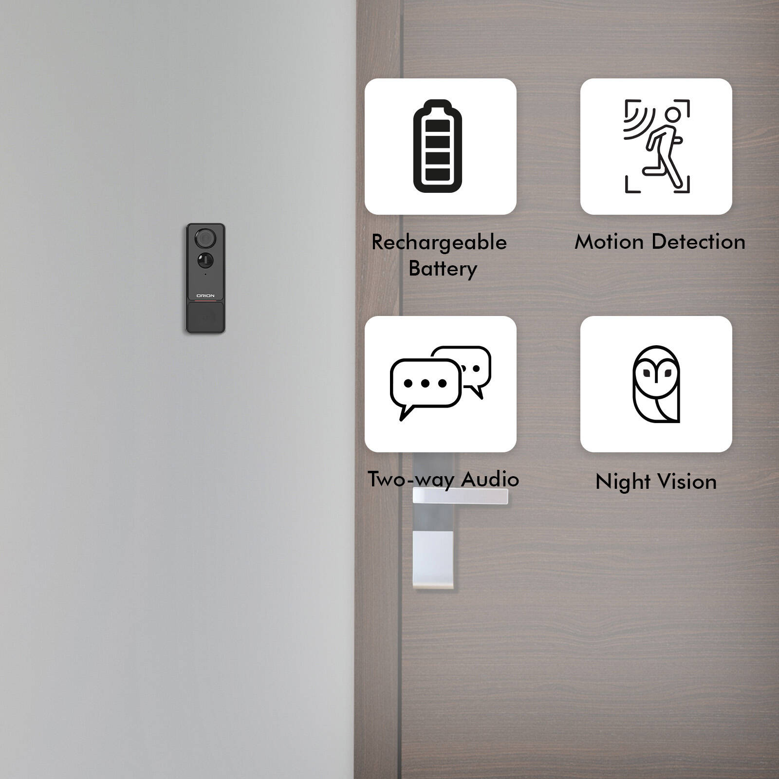 Orion Grid Connect Smart Rechargeable 2K Video Doorbell Camera DC61HA Wireless Outdoor