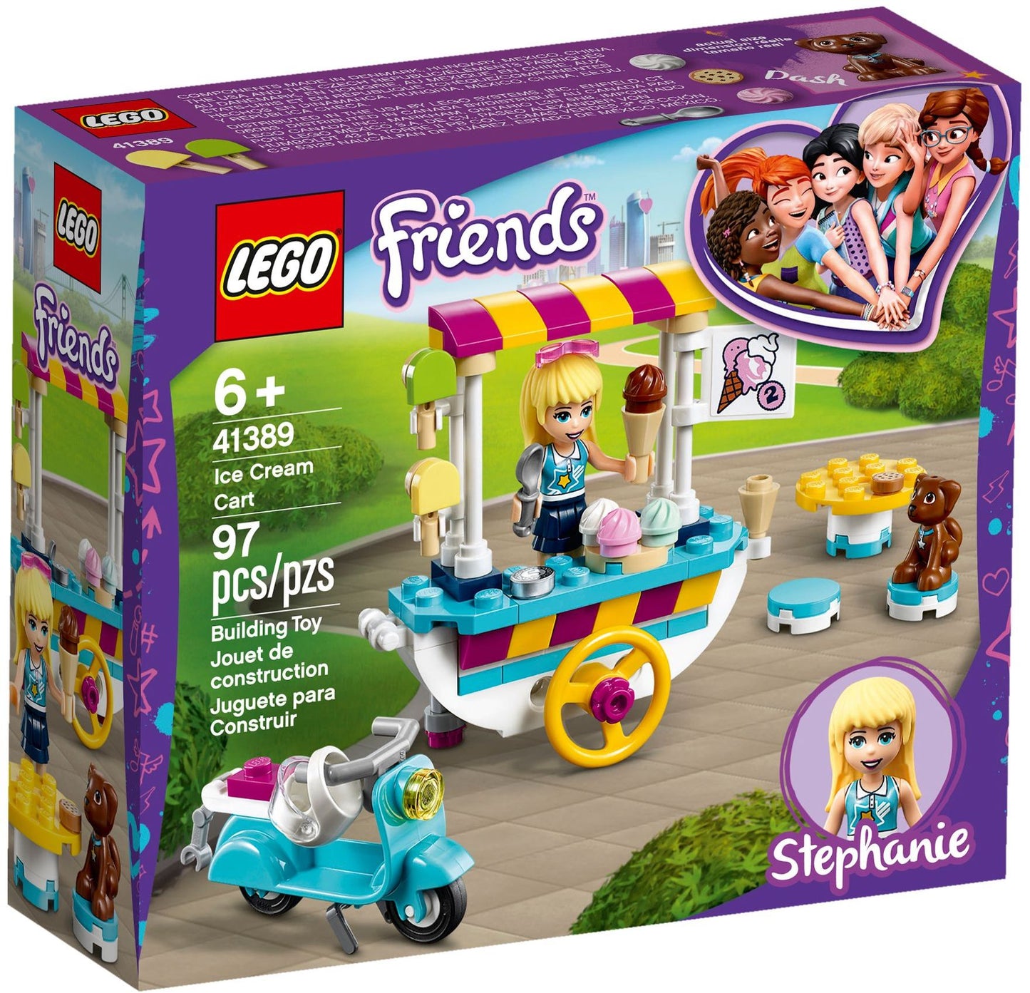 LEGO 41389 Ice Cream Cart Toy with Scooter & Stephanie Mini-doll