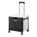 Foldable Camping and Shopping Trolley Cart - Black and White - 70kg Capacity, 360 Degree Locking Wheels, Canopy