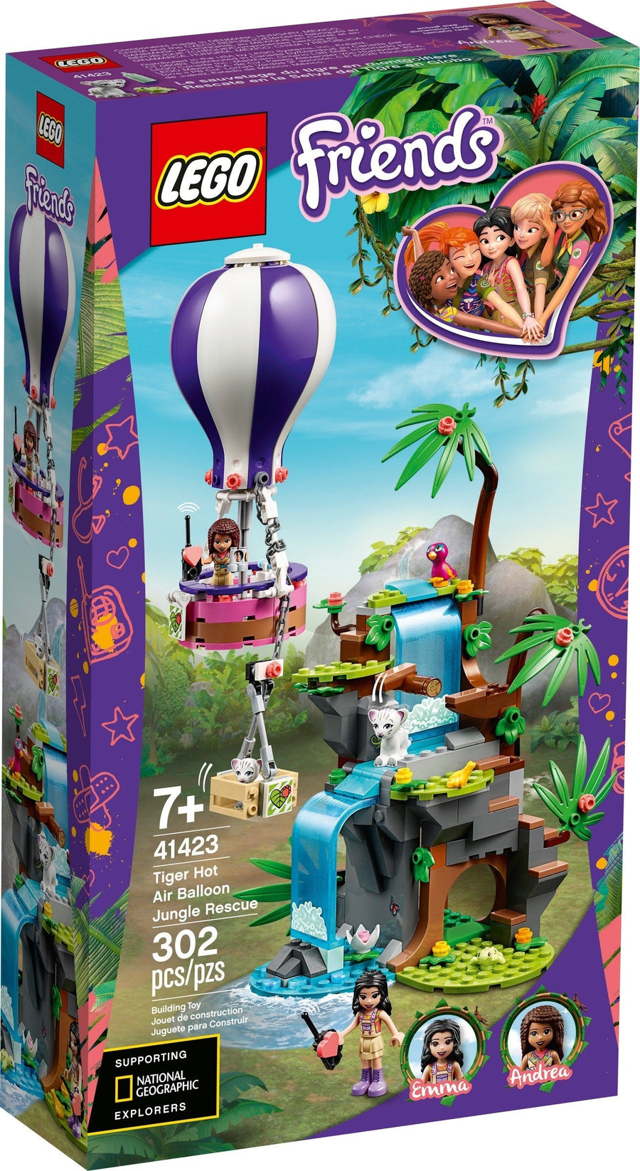 LEGO 41423 Tiger Hot Air Balloon Jungle Rescue - SuperSaverAU - view 1
