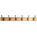 Adoored 6 Double Black Hook Pine Board Deco Hook Rack - 690mm - Natural Pine Finish - SuperSaverAU - view 1