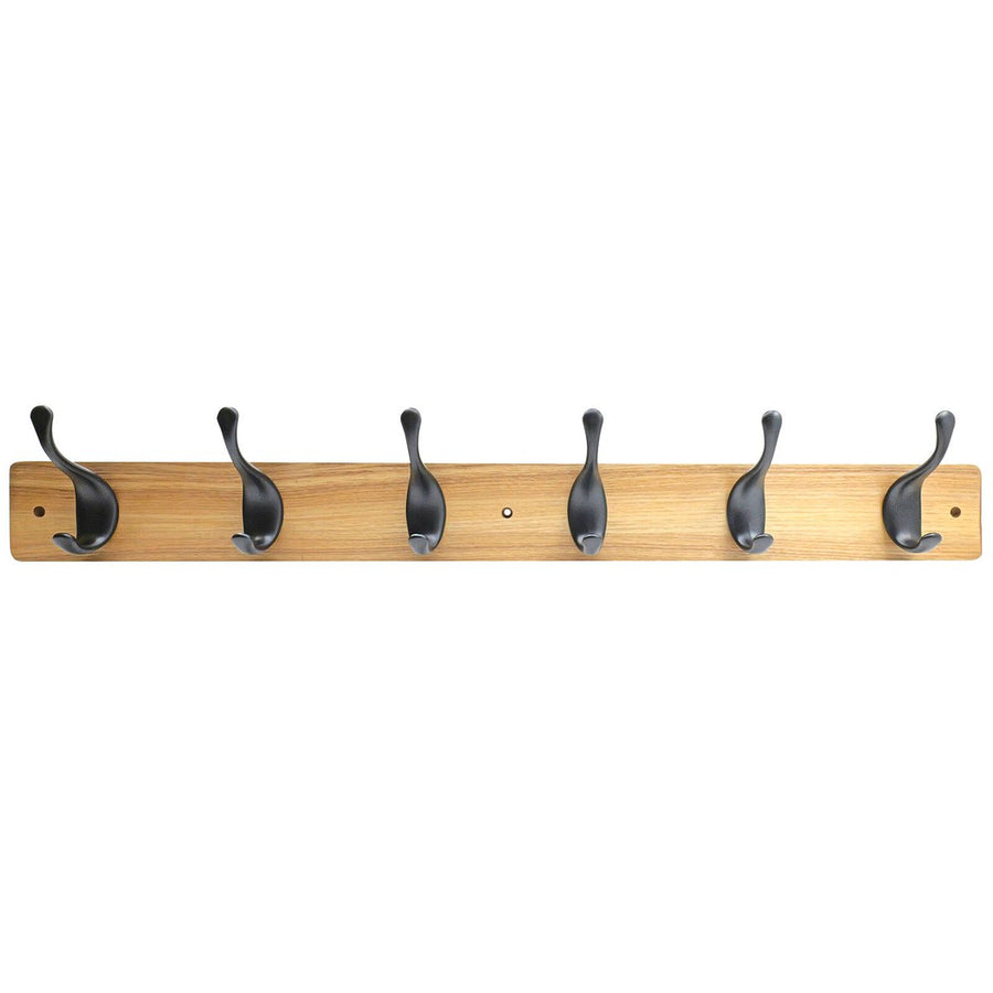 Adoored 6 Double Black Hook Pine Board Deco Hook Rack - 690mm - Natural Pine Finish - SuperSaverAU - view 1
