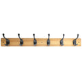 Adoored 6 Double Hook Pine Board Decorative Hook Rack, Timber/Black