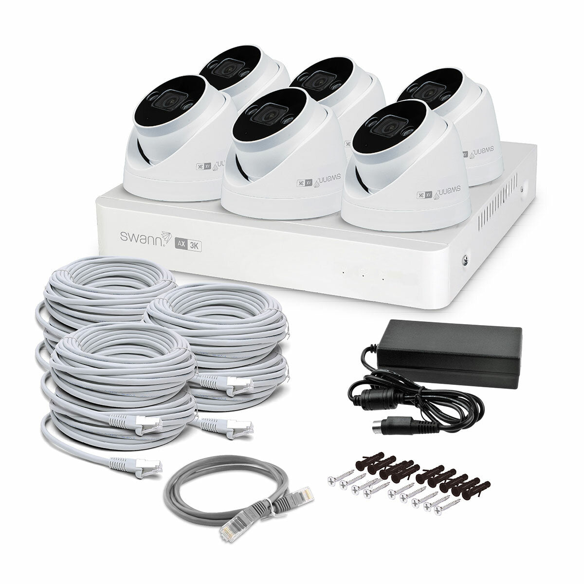 Swann 3K Wired NVR 6 Dome Camera Kit 1TB HDD With AdvancedX Security System And 24/7 Recording