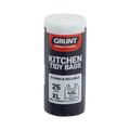 GRUNT 40L White Extra Large Kitchen Tidy Bags, 25 Pack, HDPE with Tie Handles