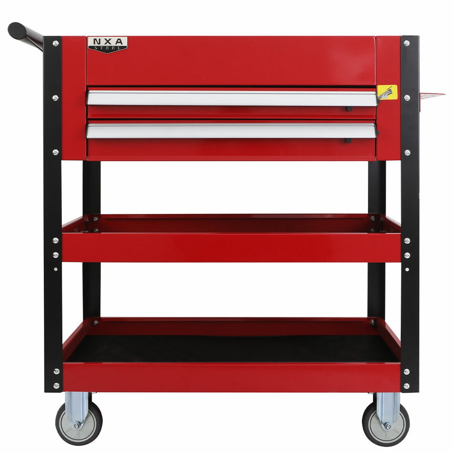 NXA 76cm Red Tool Cart With 2 Drawers And 3 Trays 30TC2D2TR